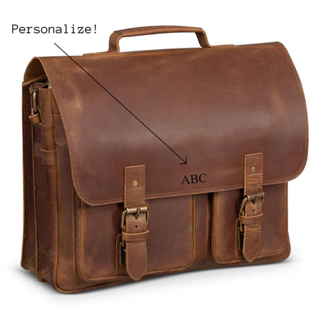 Front Pocket Leather Briefcase - Image 9